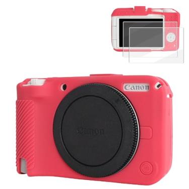 Imagem de VOVMOEYA Capa de silicone para câmera digital Canon EOS R50 v com 2 peças de protetor de tela temperado de 0,25 mm e capa protetora Canon eos r50v
