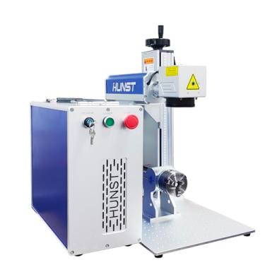 Imagem de Máquina de marcação a laser de fibra HUNST MAX 30W, gravadora de metal em aço inoxidável para marcação de metal (MAX 30W 80 Rotary)