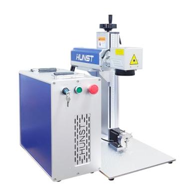 Imagem de Máquina de marcação a laser de fibra HUNST MAX 30W, gravadora de metal em aço inoxidável para marcação de metal (MAX 30W 69 Rotary)