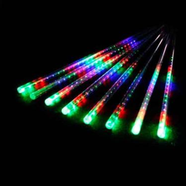 Imagem de 8 Tubos De Luz Led De 50cm Em Cascata De Iluminação Efeito Gelo Chuva Natal Colorido