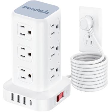 Imagem de SMALLRT Filtro De Linha Pd20W, Protetor Contra Surtos, Com 12 Saídas Usb E 4 Portas Usb (1 Usb C), Cabo De Extensão De 10 Pés Com Plugue Plano, Extensor De Tomada Multiplugue, Proteção Contra Sobrec