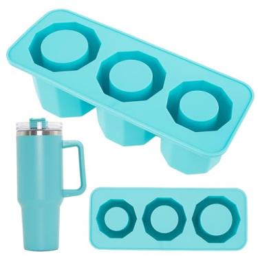 Imagem de 2 bandejas de cubos de gelo para Stanley, 3 moldes de cubos de gelo de cilindro oco com tampa, molde de gelo de silicone para copos de 850 a 1,134 g, máquina de cubos de gelo de silicone de liberação