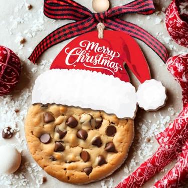 Imagem de HUNIGIFT Enfeite de biscoito com gotas de chocolate – enfeites de comida para árvore de Natal, enfeites de sobremesa – presentes de biscoito de sobremesa para amantes de confeitaria, enfeite de