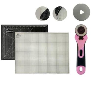 Imagem de Kit Base Placa de Cortar Tecido Papel Apoio de Mesa A2 45 x 60 + Corta