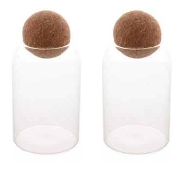 Imagem de Kit 2x Pote De Vidro Borossilicato Tampa Bola Cortiça 800ml - Água - L
