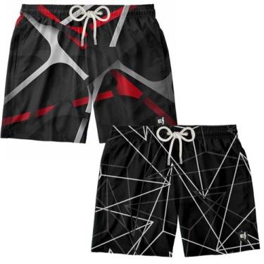 Imagem de Kit 2 Bermuda Masculina Casual Estampada Short Surf Boardshort Verão M