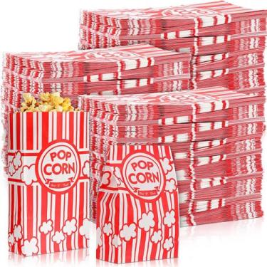 Imagem de Sacos de pipoca Leinuosen 1200 unidades de 60 ml de papel vermelho e b