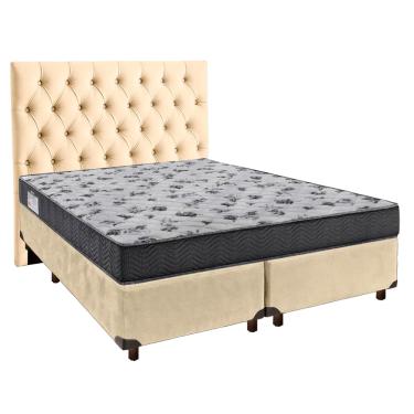 Imagem de Cama Box + Colchão Casal Ortobom D33 Iso100 + Cabeceira Estofada