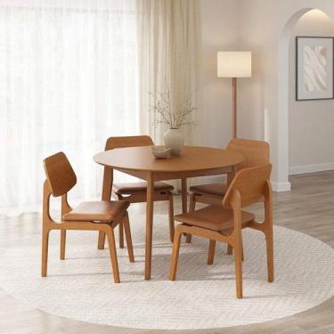 Imagem de Kit Mesa de Jantar Extensível Redonda Tarsila e 4 Cadeiras Jandaia Cab