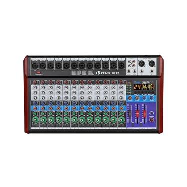 Imagem de Mesa de som profissional de 12 canais com Bluetooth 5.0, reprodução USB, 24 efeitos DSP, multiconectividade e uso versátil em cenários para transmissão ao vivo, karaokê e podcasts