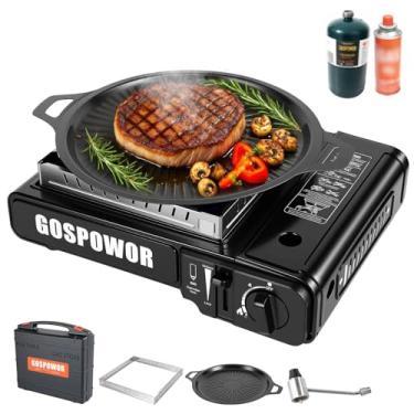 Imagem de Fogão de acampamento, cooktop compacto dobrável com chama ajustável, queimador a gás portátil ao ar livre para caminhadas, churrasco, tailgating, trailer
