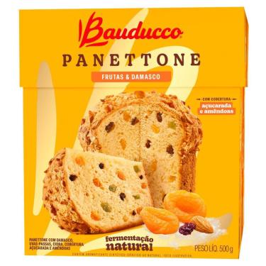Imagem de Panettone com Frutas e Damasco Cobertura Açucarada e Amêndoas Bauducco 500g