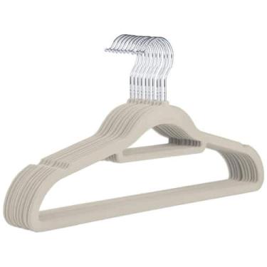 Imagem de Kit 10 Unidades Cabide Slim de Veludo Bege - GLOBAL MIX