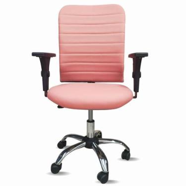 Imagem de Cadeira de Escritório Rosa Ergonômica Office Executiva Giratória C/Rod