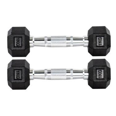 Imagem de Par Halter 1+1kg Dumbbell Sextavado Emborrachado Pegada Cromada Gallant (GDB01F3B-PT)