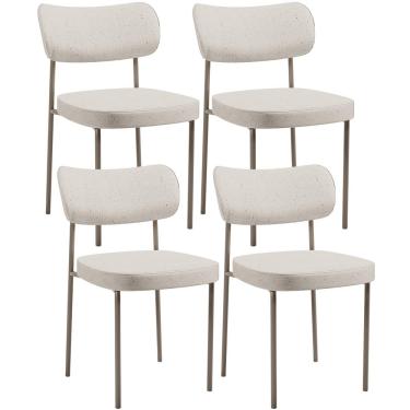 Imagem de Kit 04 Cadeiras Decorativa Estofada Para Sala de Jantar Melina Base Arena L02 Linho Cru - Lyam Decor