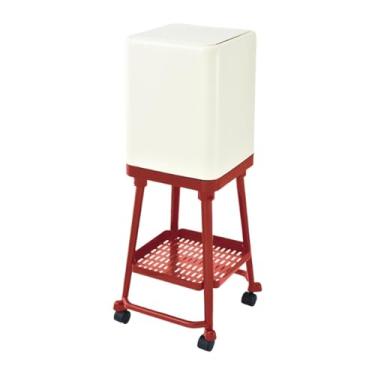 Imagem de Ioensy Lixeira tipo prensa com rodas, lata de lixo com rodinhas, lixeira removível para uso doméstico, para escritório e cozinha, Vermelho