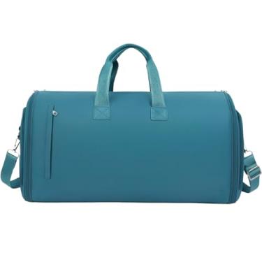 Imagem de Dynamart Bolsa Porta Terno de Viagem, Nylon Impermeável, Grande 60L, com Compartimento para Sapatos e Roupas, Dobrável, Alça Ajustável, 60x32x30 cm (Verde)