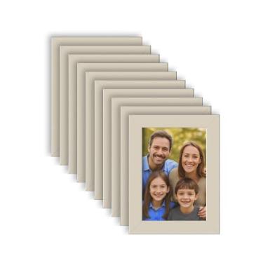 Imagem de Kit Com 10 Porta-Retratos A6 10x15cm | Branco Com Vidro Para Fotos | Para Parede E Mesa
