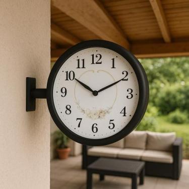 Imagem de Relogio de parede dupla face vintage estação de trem decorativo retrô 