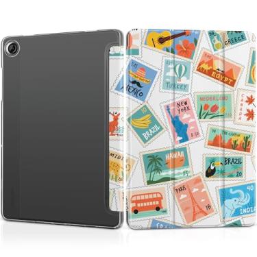 Imagem de DONGKE Capa para Samsung Galaxy Tab A9+/A9 Plus 27.9 cm 2024 2023 (SM-X210/X216/X218), suporte fino, capa traseira translúcida, capa inteligente, despertar/hibernar automaticamente - carimbos postais