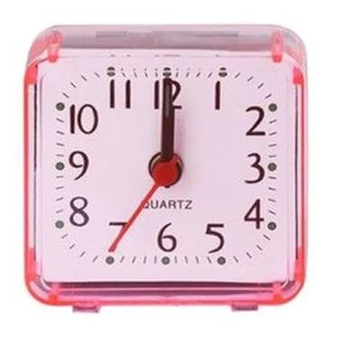 Imagem de Relógio de Mesa Despertador Analógico Quartz Alarme de Cabeceira Despertador de Mesa para Quarto e Escritório | Relógio com Alarme Ajustável e Design Moderno (Rosa A)