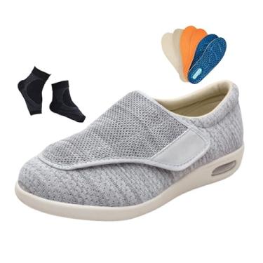 Imagem de Calçado Ortopédico Diabéticos, Calçado Para Homem De Malha Respirável Largo E Ajustável Para Caminhada Com Edema Para Diabéticos, Ténis Hospitalares Respiráveis ​​Artrite E Edema(Light gray,47 EU)