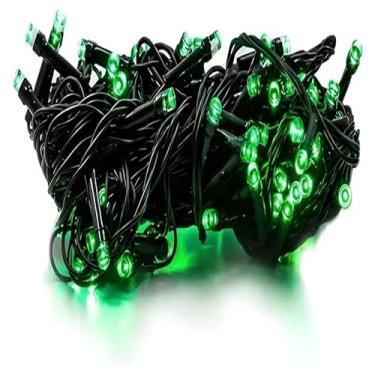 Imagem de Pisca-Pisca LED 10 Metros com 100 Lâmpadas 110V – Cordão Decorativo para Natal, Festas, Árvores, Quartos e Ambientes Internos | 8 Modos de Iluminação e Efeito Gotas (Verde)