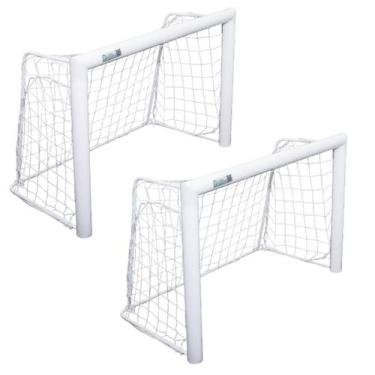 Imagem de Kit Par de Trave De Ferro Futebol Gol 90x60 Desmontável Profissional -