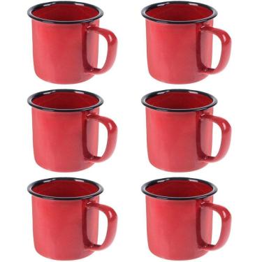 Imagem de Caneca Esmaltada 150Ml 6Cm Vermelha Kit 06 Un