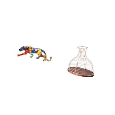 Imagem de Fenteer Estátua Escultura Animal Artesanal Figura Andante Ornamento para Decoração de Estante Porta-Rolhas de Vinho Vaso Expositor Moderno Multiuso Presente E