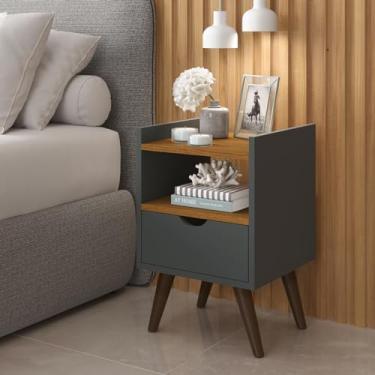 Imagem de Mesa de Cabeceira Alice - JM3 Moveis (Cinza/Freijó)