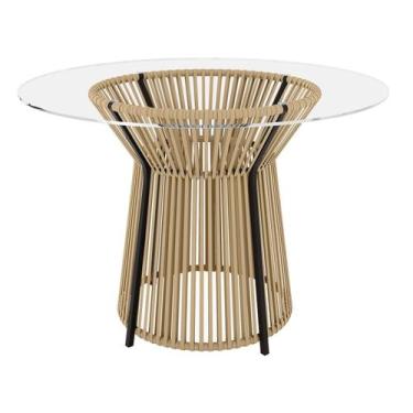 Imagem de Mesa Redonda com Tampo de Vidro 120cm Valencia - PAONANDA DECOR