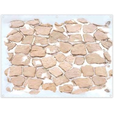 Imagem de YCUCUEI Tecido de 2,4 x 1,8 m de laje de pedra de inverno pano de fundo branco para fotografia de chão de neve decoração de festa de férias em família adereços de banner de cabine de fotos