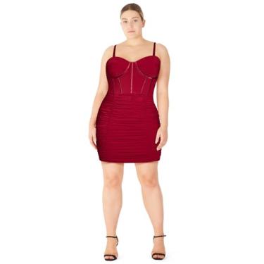 Imagem de City Chic Vestido coquetel feminino plus size - Lexi Mesh, Vermelho, 58