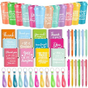 Imagem de Skylety Conjunto de 12 / 48 peças, presentes de agradecimento de funcionários, conjunto de presente de agradecimento de Natal a granel, 473 ml, mini espiral, cadernos, canetas, chaveiros para equipe