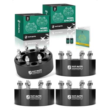 Imagem de YHTAUTO Espaçadores de roda 8 x 6,5 polegadas, 7,6 cm, compatíveis com Chevrolet, GMC, Nissan, Ram, Hummer Espaçadores de pneu de 8 x 165,1 mm com pinos de grau M14 x 1,5 e 12,9, furo do cubo de 126,15 mm, 8 terminais, adaptador de roda preto 4 peças