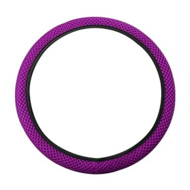 Imagem de Capa de volante elástica elástica, capa de volante automotiva universal de 38 cm, seda de gelo respirável de microfibra, antiderrapante, inodoro, fácil de transportar, quente no inverno e fresco no verão (roxo)