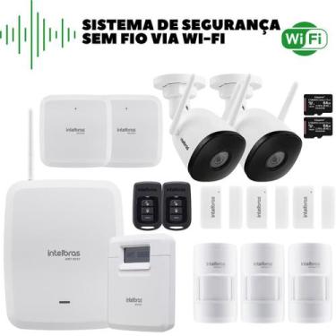 Imagem de Kit Intelbras Wifi Sf C/ Alarme Amt 8000 E 2 Câmeras Externa