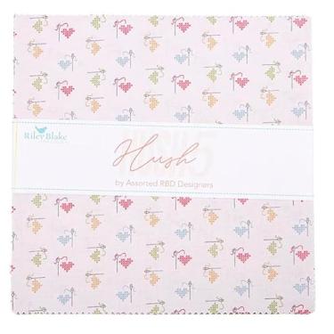 Imagem de Empilhador Riley Blake Hush Hush 12.7 – 25.4 cm | 42 quadrados de tecido pré-cortados | Impressões de baixo volume por RBD Designers | 100% algodão acolchoado