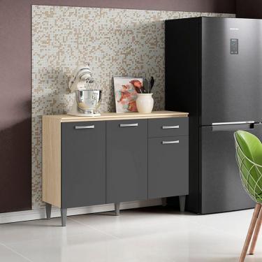 Imagem de Balcão Cozinha Com Tampo 120cm 3 Portas Joana Avena-grafite A09 - D'rossi