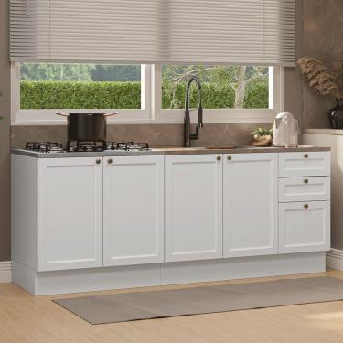 Imagem de Kit Com 2 Balcões De Cozinha 3 Gavetas 4 Portas (sem Tampo E Pia) Branco Vik Madesa 01 Branco