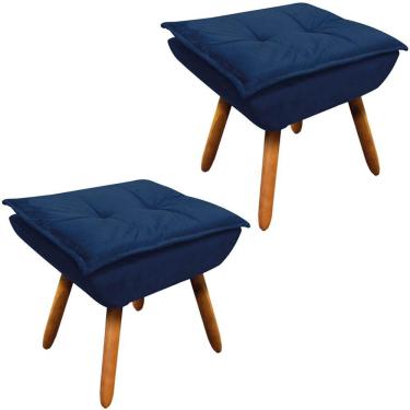 Imagem de Kit 2 Puff'S Pés Palito Charger Suede Azul Marinho