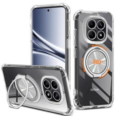 Imagem de Capa de telefone compatível com Xiaomi Redmi Note 15 5G, suporte giratório de 360° [não amarelo] Capa protetora transparente de 4 cantos à prova de choque para Redmi Note 15 5G 2025 - transparente