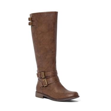 Imagem de JustFab Noel Botas rasas para mulheres - Botas femininas, botas de montaria, botas de cano alto para mulheres, botas e botas femininas - botas casuais para mulheres, Marrom, 6