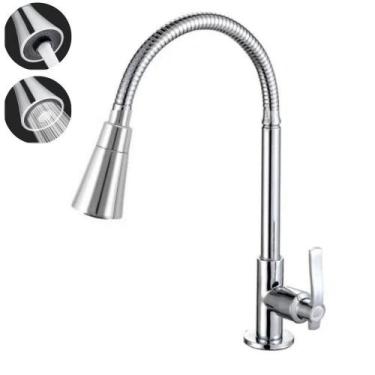 Imagem de Torneira Cozinha Pia Gourmet Mesa Flexível Em Metal Inox - Radiaste