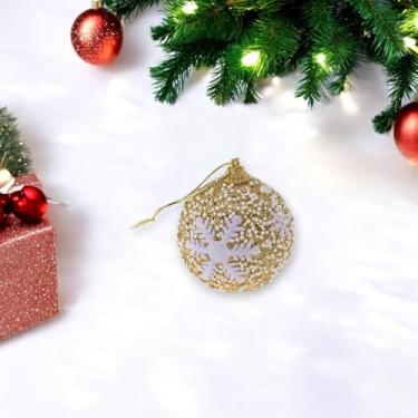 Imagem de Generic 1 peça de enfeites de bolas de Natal redondas de espuma de floco de neve tom dourado 6 cm
