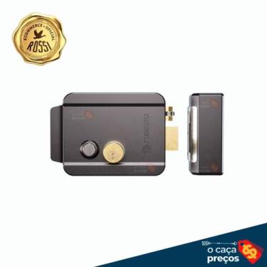 Imagem de Fechadura Elétrica Rossi R90 RB Preta - COM BOTÃO - Rossi Portões