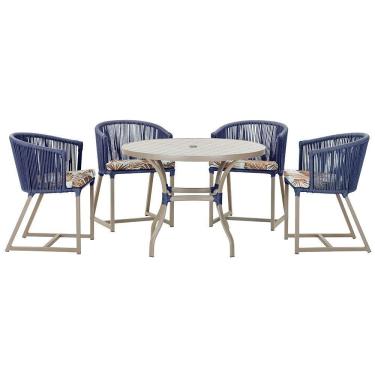 Imagem de Mesa Com 4 Cadeiras E Noronha Estofado 6 Trama Original Azul