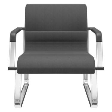 Imagem de Cadeira de Escritório Recepção com Braço Fixa Cromada Lev P03 Crepe Preto - Lyam Decor